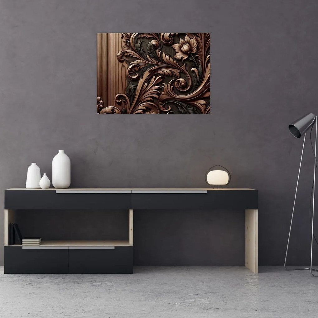 Tablou pe sticlă - Model din lemn (70x50 cm)