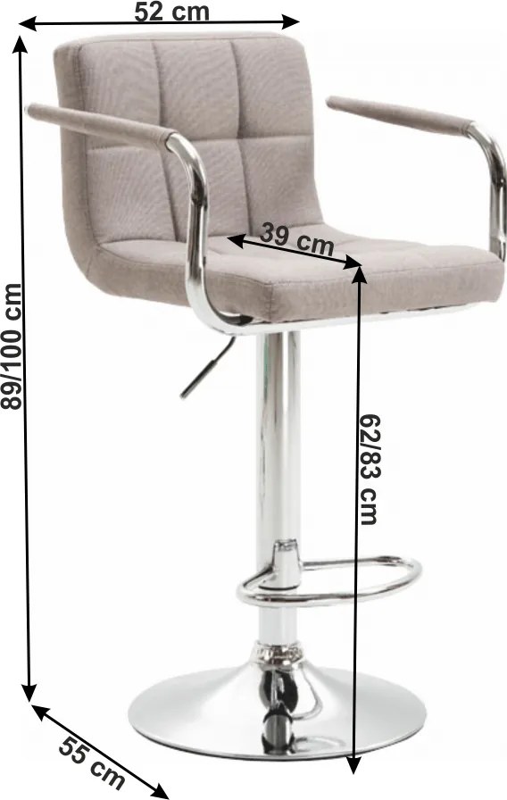 Set 2 buc, scaun de bar, material textil gri-maro taupe/crom, LEORA 2 NEW