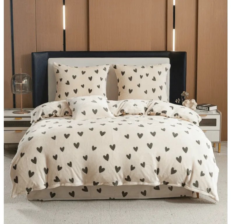 Lenjerie cocolino HEARTINO crem Dimensiune lenjerie de pat: 70 x 90 cm | 140 x 220 cm