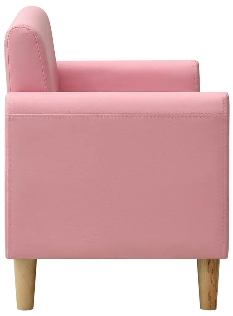 Canapea pentru copii cu 2 locuri, roz, piele ecologica Roz