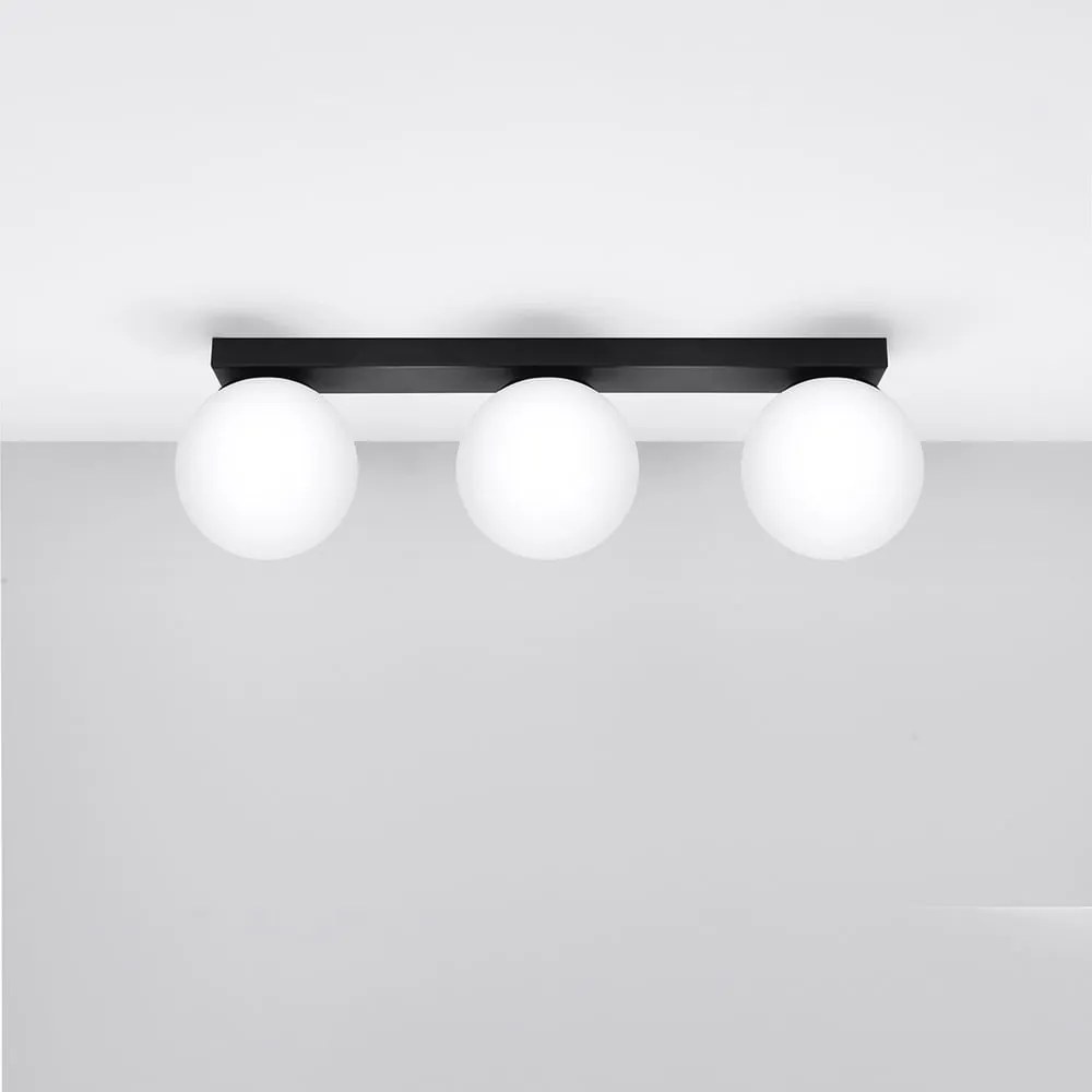 Plafonieră neagră cu abajur din sticlă ø 12 cm Umerta – Nice Lamps