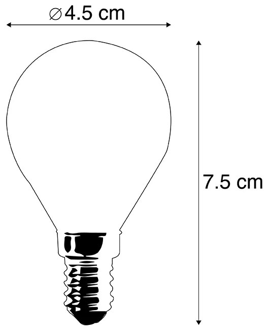 Set de 3 becuri LED cu filament E14 reglabile P45 5W 470lm 2700K
