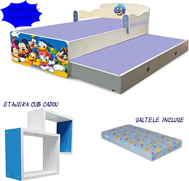 Pat copii dublu Clubul lui Mickey cu saltele incluse