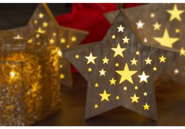 Decorațiune LED de Crăciun Retlux LED/2xAAA lemn stea