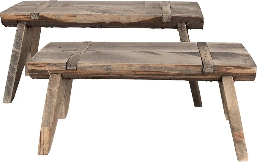 Banca de exterior, natur, din lemn masiv, 44x18x20 cm Brody