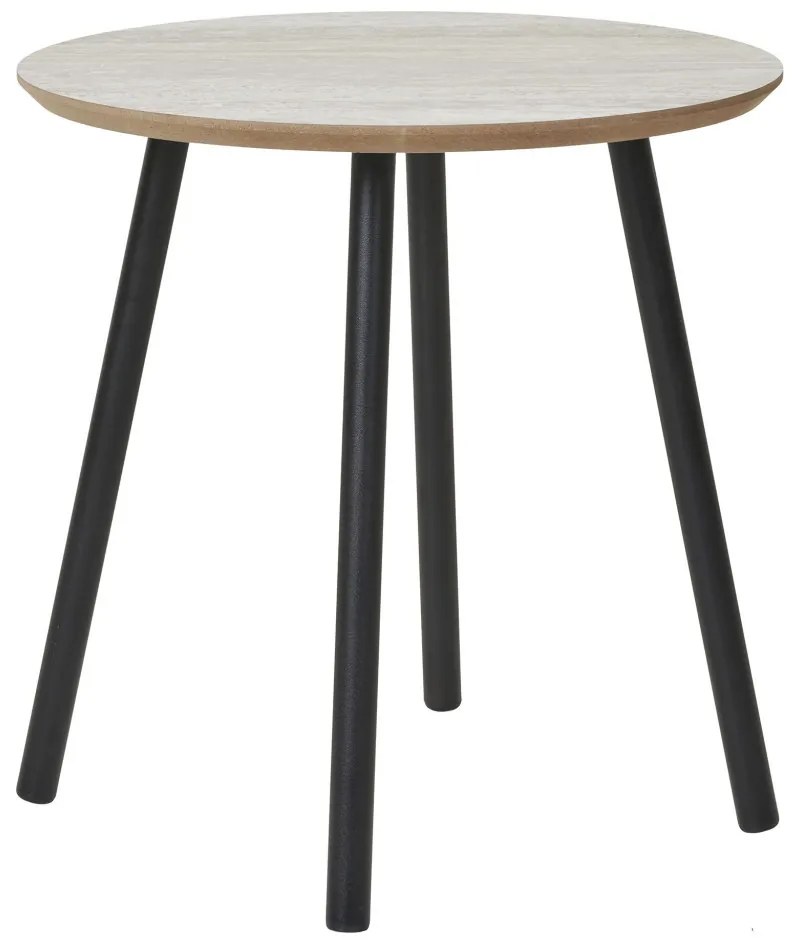 Aalst masă mică, efect travertin, picioare negre 40x40 cm