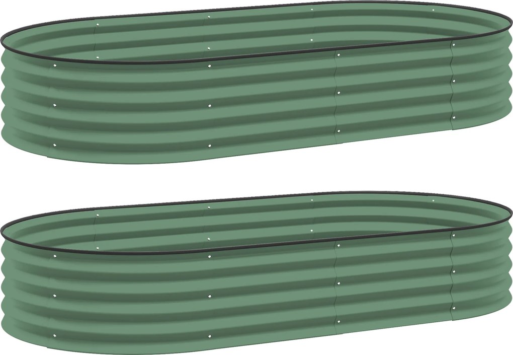 Outsunny Set de 2 paturi înălțate pentru grădină, ghivece de exterior cu fund deschis, margine din cauciuc, metal, 181 x 93 x 30 cm, Verde | Aosom Romania