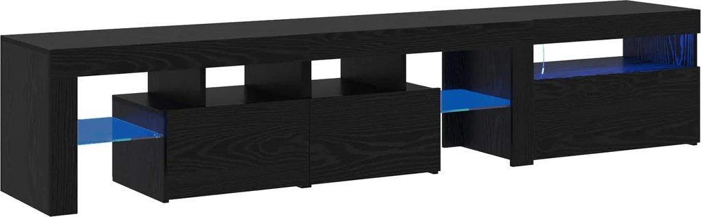 vidaXL Cabinet TV 2 pcs Stejar Negru 200 x 36,5 x 40 cm Lemn compozit