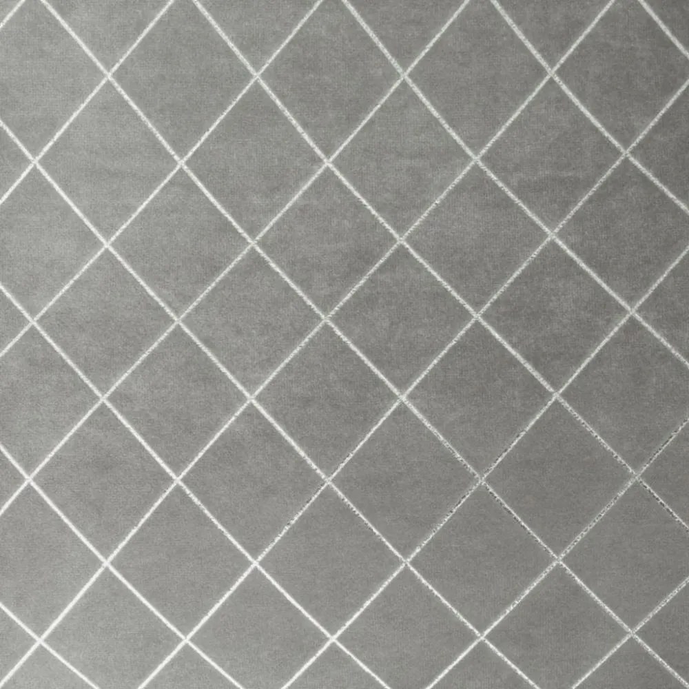 Draperie monocromă din catifea cu motiv geometric în gri 140 x 250 cm