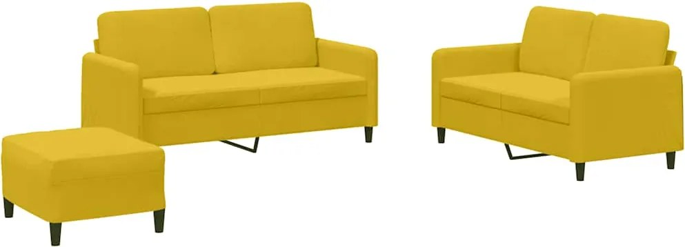 vidaXL Set de canapele, 3 piese, galben, catifea