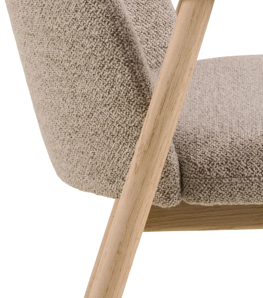 MAZZONI EXPORT RODERIC Bej Latte (material Monza 60)/cadru stejar albit uleiat - SCAUN DE LEMN BOUCLÉ PENTRU SUFRAGERIE LIVING BUCĂTĂRIE RETRO