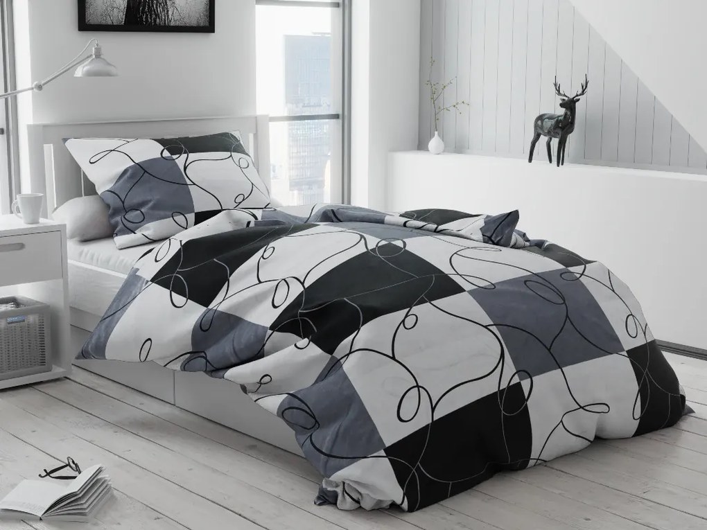 Lenjerie de pat bumbac Sah gri Dimensiune lenjerie de pat: 70 x 90 cm | 140 x 220 cm
