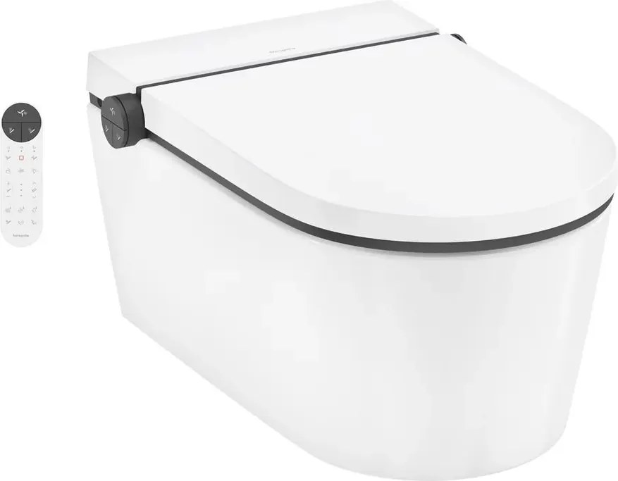 Set vas WC suspendat Hansgrohe LavaPura Element S SmartClean, HygieneEffect, cu functie de bideu electric si capac softclose alb