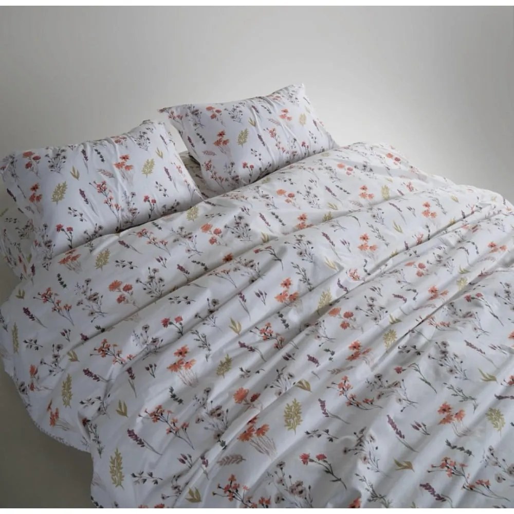 Lenjerie de pat albă din bumbac ranforcé pentru pat dublu, extinsă 240x220 cm Floral Dance Autumn – Mila Home Luxury
