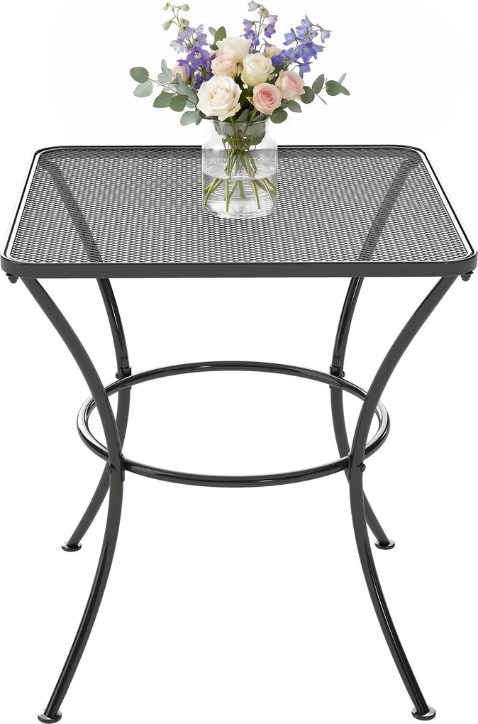 Outsunny Masuta pentru Gradina din Otel cu Blat Perforat, Masuta Patrata pentru Exterior 45x45x50 cm, Negru | AOSOM RO