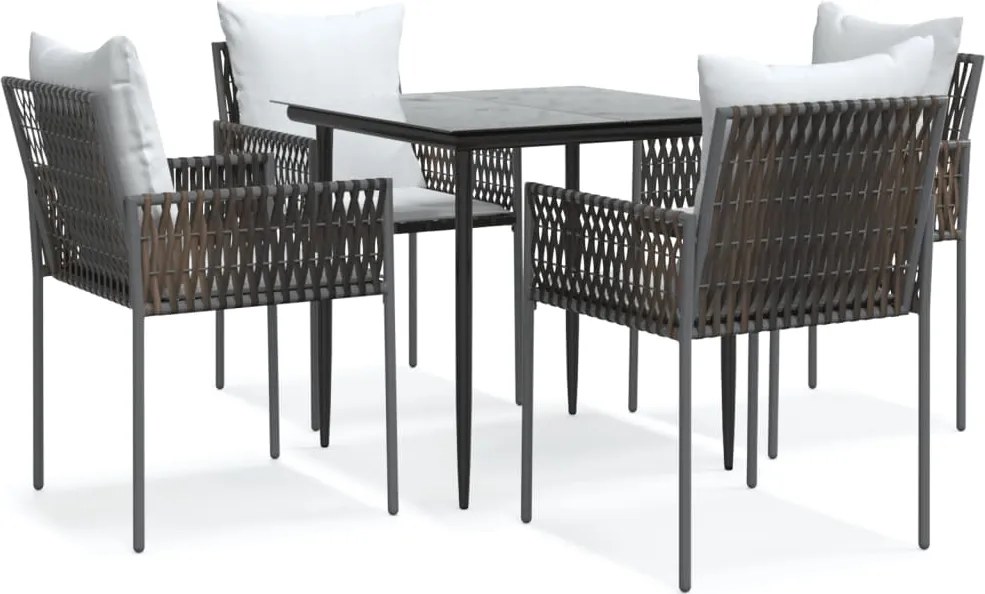 vidaXL Set mobilier de grădină cu perne, 5 piese, poliratan și oțel