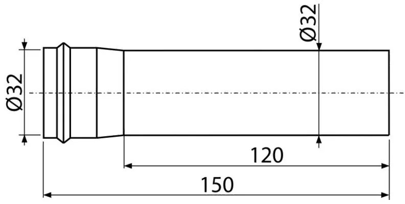 Element de prelungire, Alcadrain, DN32, alb