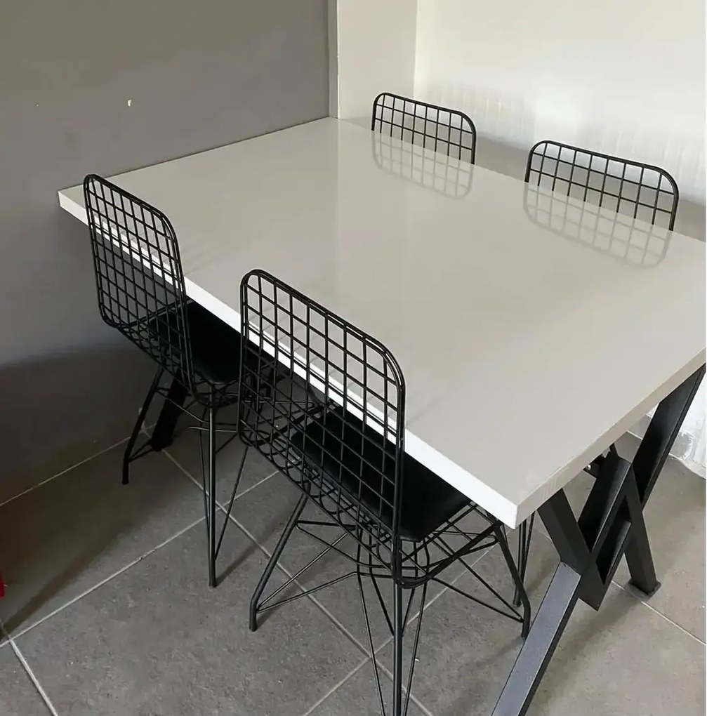 Set Masa Bucatarie cu 4 Scaune , Alb-negru,120x80x75 cm, 30409SET