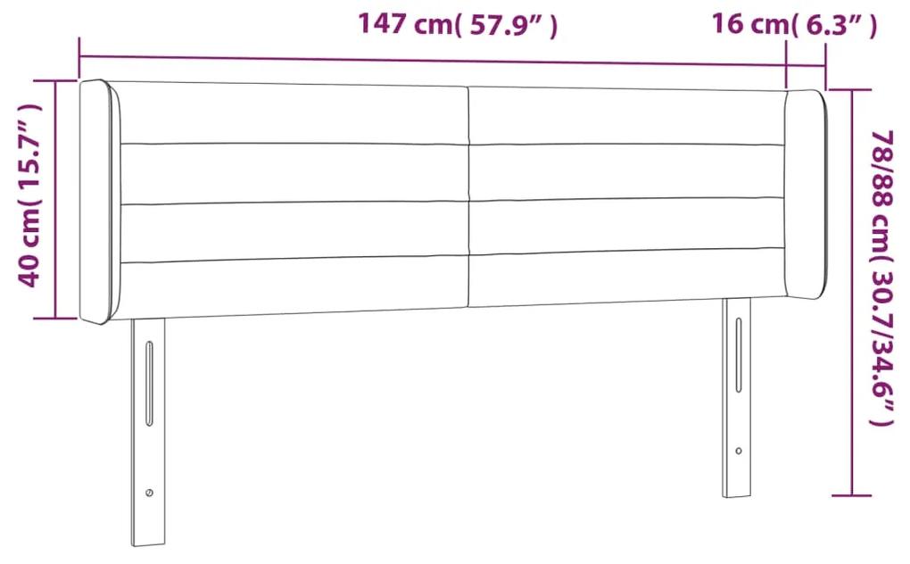 Tablie de pat cu aripioare gri inchis 147x16x78 88 cm catifea 1, Morke gra, 147 x 16 x 78 88 cm
