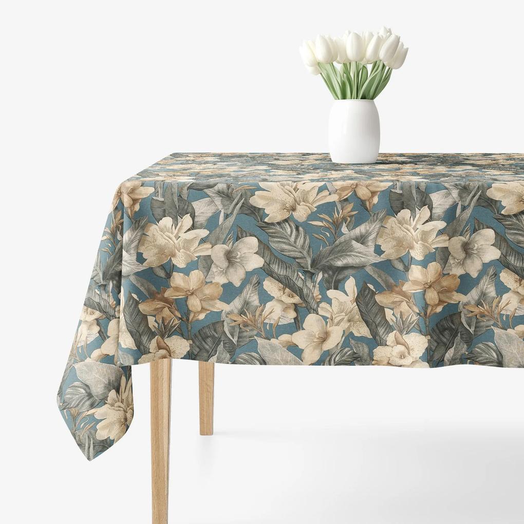 Goldea față de masă decorativă loneta - flori tropicale 80 x 80 cm