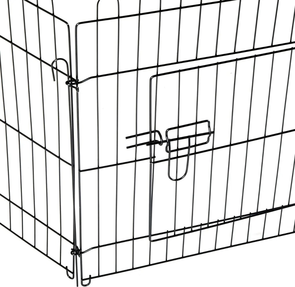 PawHut Țarc pentru Animale Mici, Cușcă Modulară din Oțel pentru Câini, Pisici, Pui, 158x61 cm, Negru | Aosom Romania