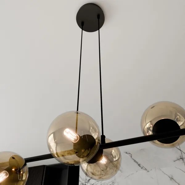 Lustră pe cablu ROSSI 6xE14/10W/230V negru/bej