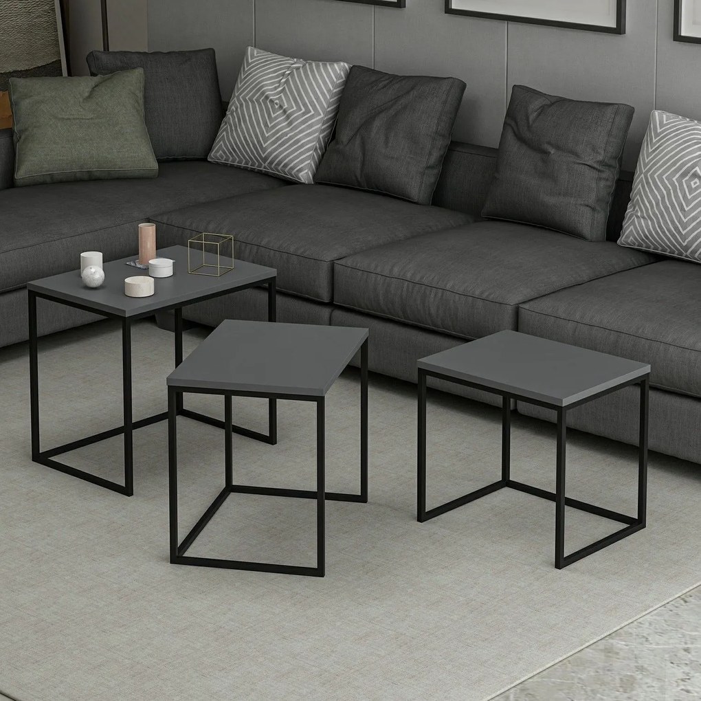 Masuta de cafea set (3 bucăți) Evia - Anthracite