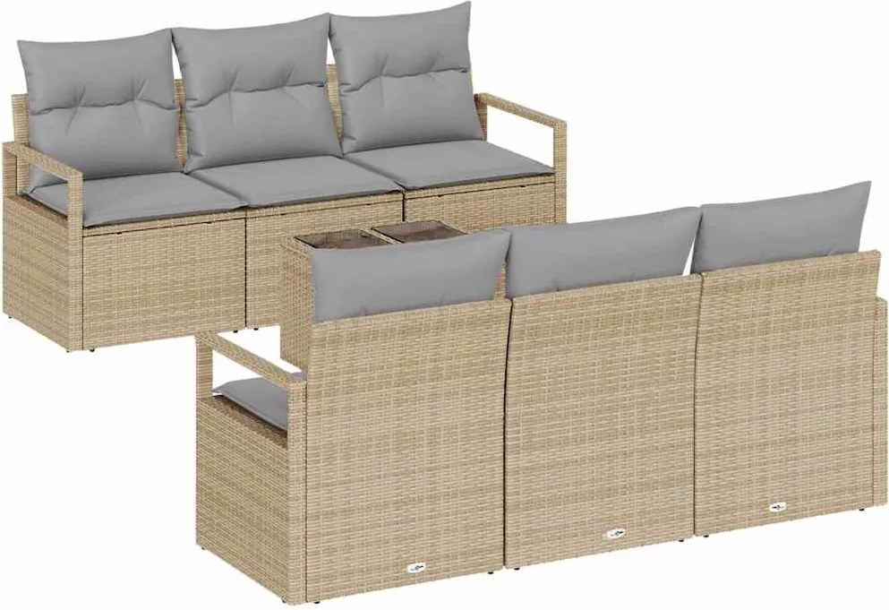 vidaXL Set de canapele pentru grădină 7 pcs Bej și gri poliratan