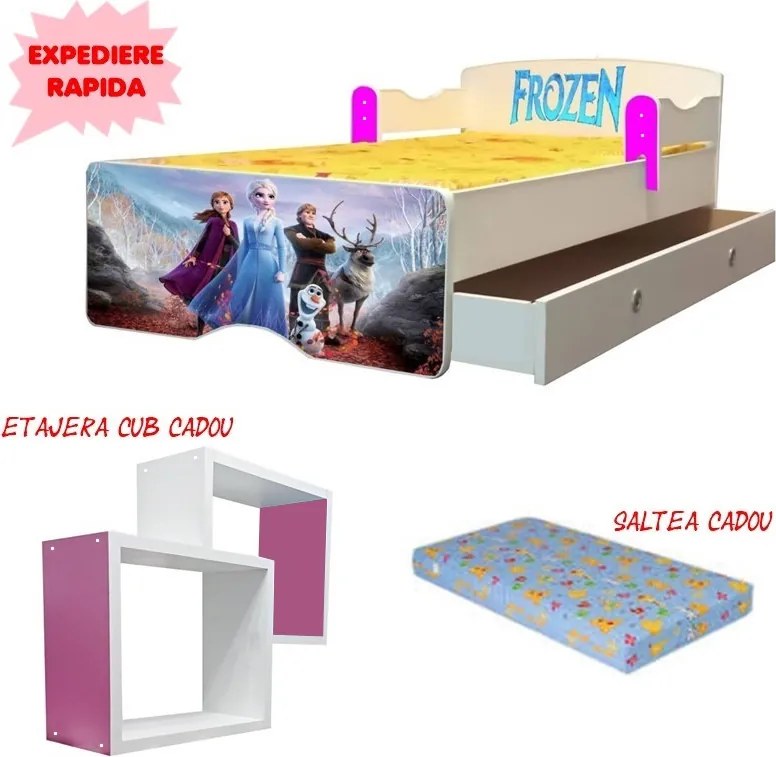 Pat copii Frozen 1 cu saltea si sertar
