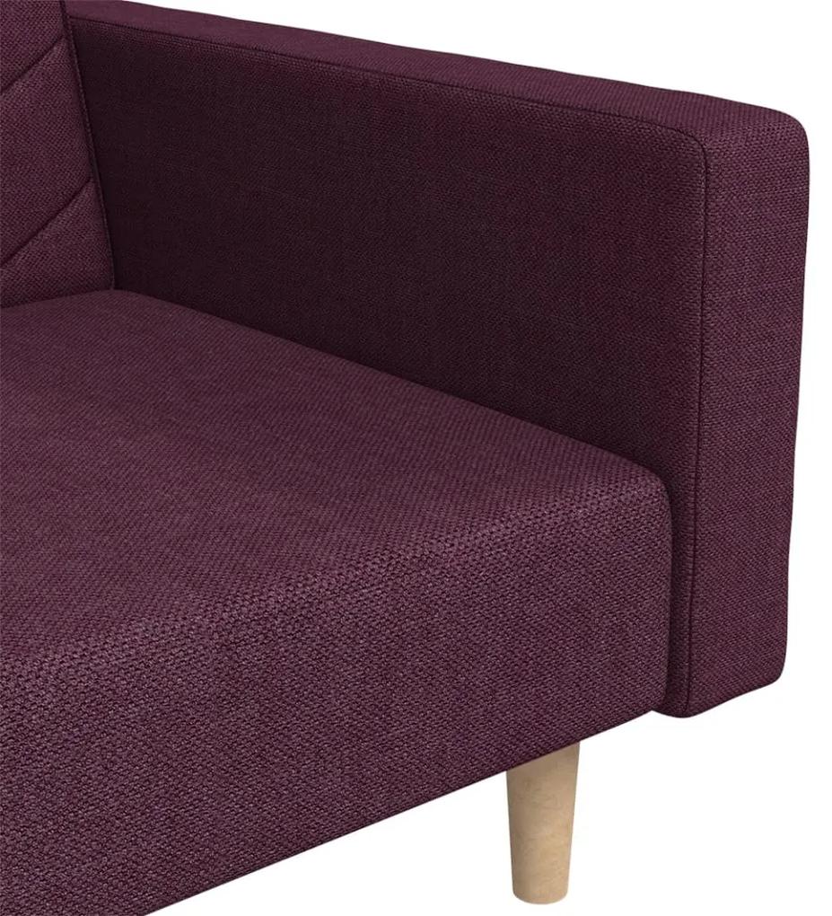 Canapea extensibila cu 2 locuri, 2 perne, violet, textil Violet, Fara scaunel pentru picioare Fara scaunel pentru picioare