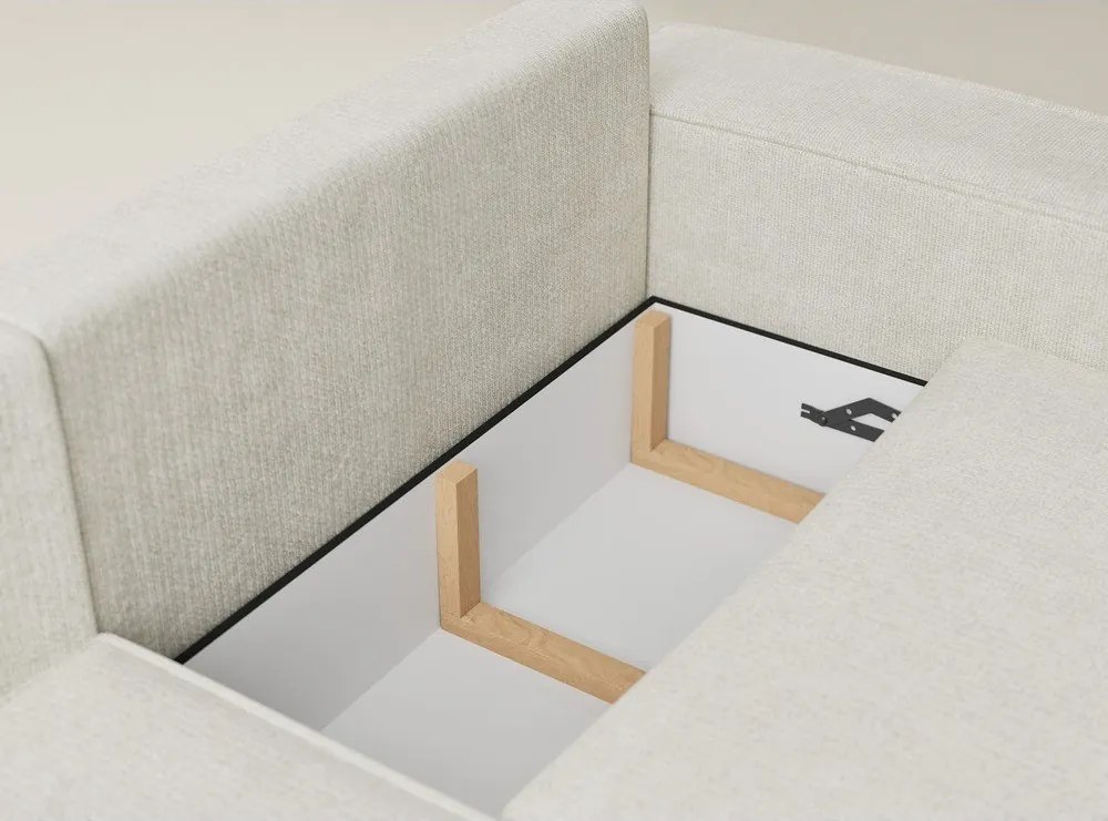 Colțar crem extensibil/cu spațiu de depozitare cu tapițerie din chenille (cu colț pe partea stângă/în formă de ”L”) Tonga – Maison de Rêve