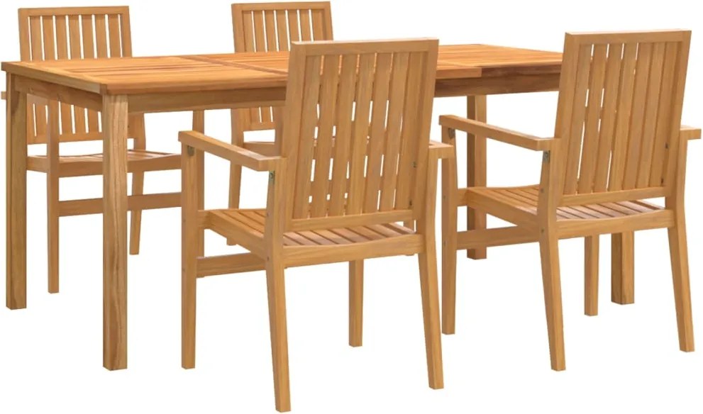vidaXL Set masă pentru grădină, lemn masiv de tec, 5 piese