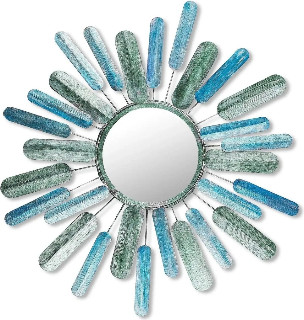 Decoratiune perete 891TNL1575, albastru/verde, metal, 75x5x75 cm