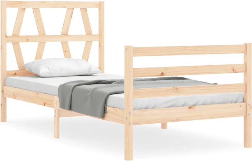 vidaXL Cadru de pat cu tăblie, 90x200 cm, lemn masiv