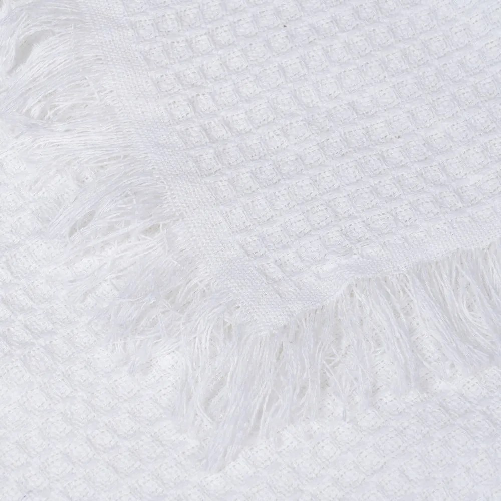Cuvertură albă din bumbac reciclat 260x280 cm Honeycomb – Ixia