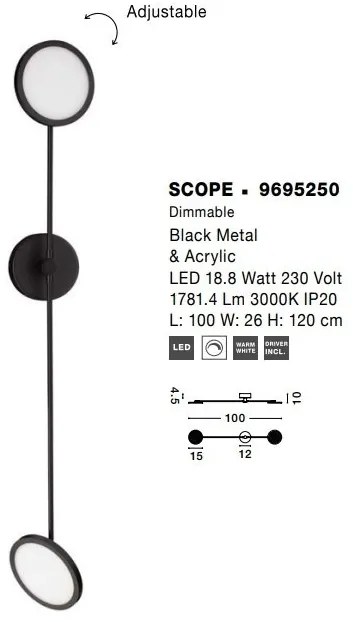Aplica moderna dimabila cu 2 spoturi LED directionabile SCOPE