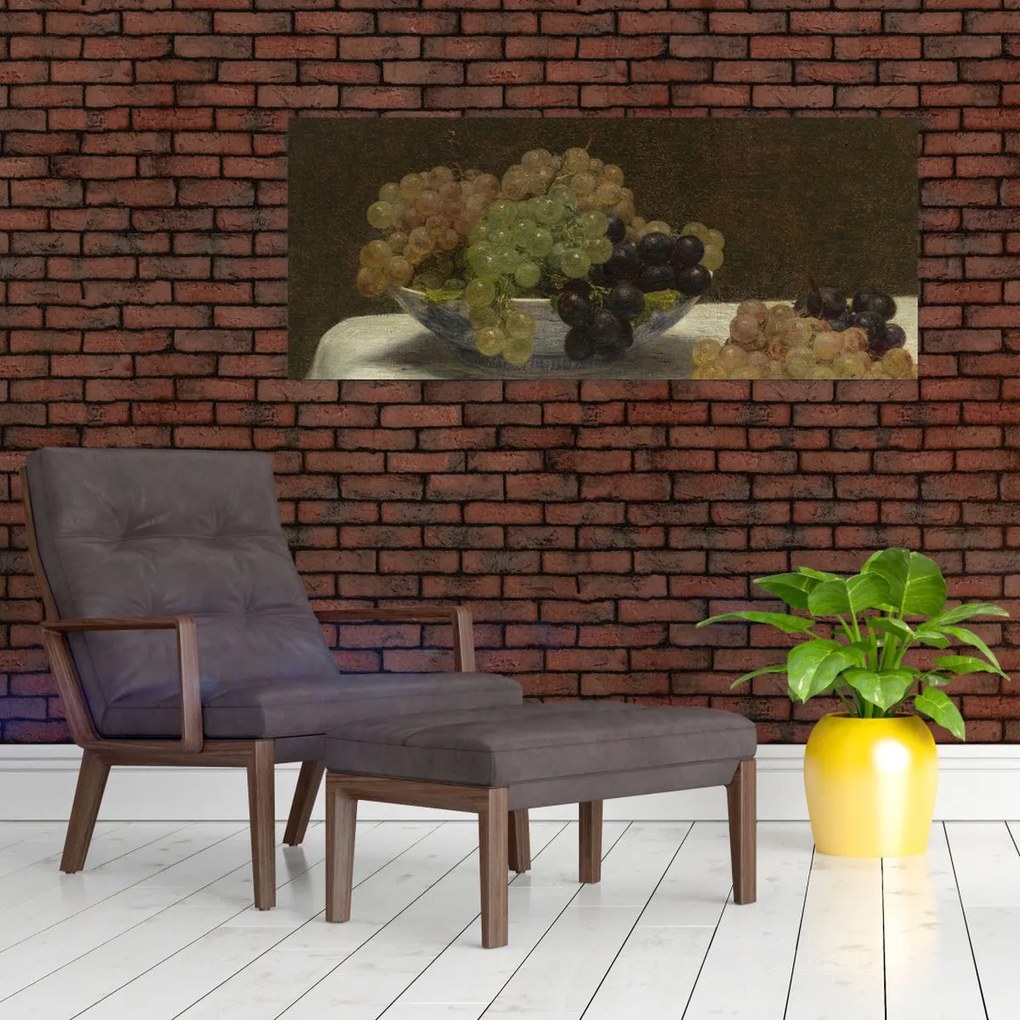 Tablou - Henri Fantin-Latour, Still Life with Grapes and a Carnation, reproducere (120x50 cm)