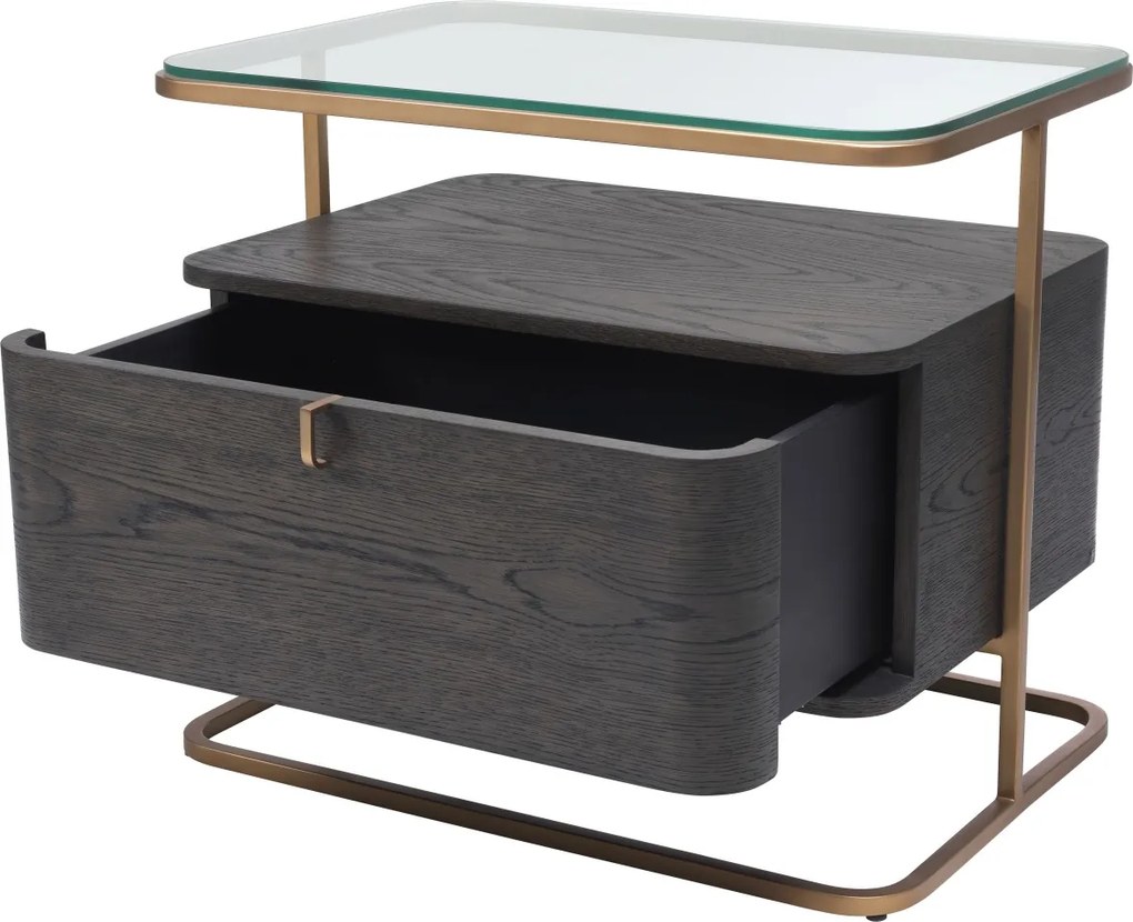 Masuta laterala cu sertar design elegant LUX Augusto cafeniu 114214 HZ