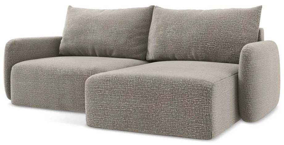 Colțar bej extensibil/cu spațiu de depozitare (cu colț pe partea dreaptă) Kalena – Makamii