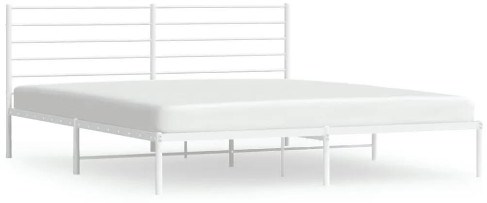 352374 vidaXL Cadru de pat metalic cu tăblie, alb, 193x203 cm