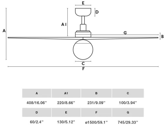 FARO 34279WT-11L - Ventilator KLIM L 1xE27/15W/230V stejar/alb pr. 150 cm WT+DO