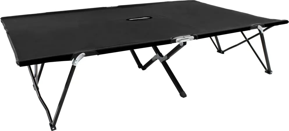 vidaXL Șezlong pliabil pentru 2 persoane, negru, oțel