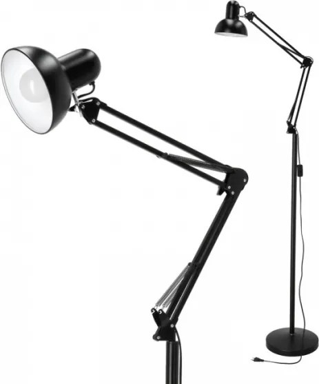 Lampadar flexibil AURIQ 1xE27/60W/230V 184 cm negru