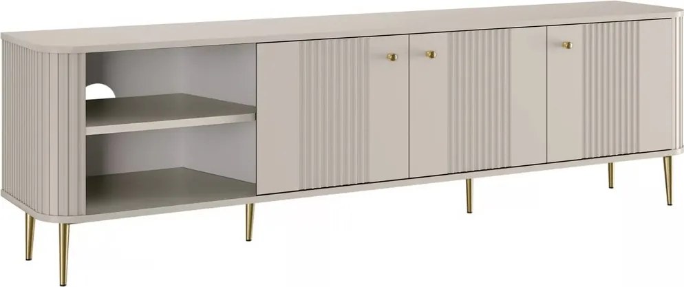 Dulap TV Vesper 3D 187 cm - cașmir / picioare aurii