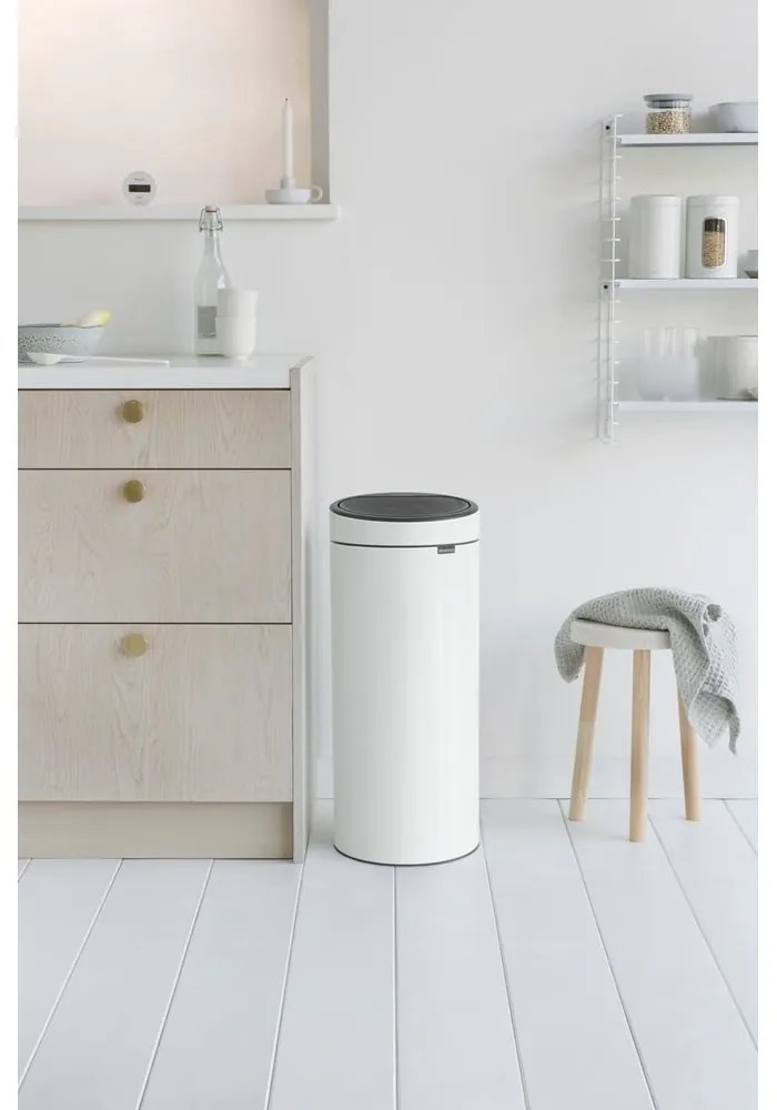 Coș de gunoi alb cu senzori de atingere din oțel 30 l Touch Bin – Brabantia