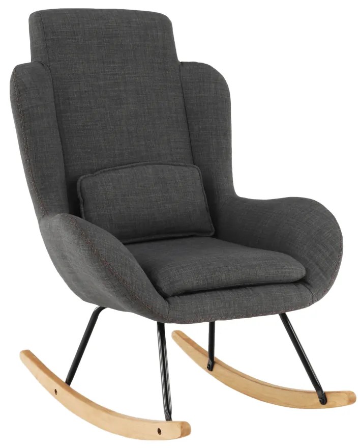 Fotoliu balansoar, material textil gri/lemn, HARPER