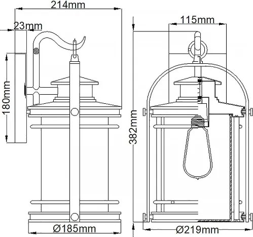 Quintiesse QN-BOOKER-M-IA - Lampă de perete pentru exterior BOOKER M 1xE27/60W/230V IP44 crom mat