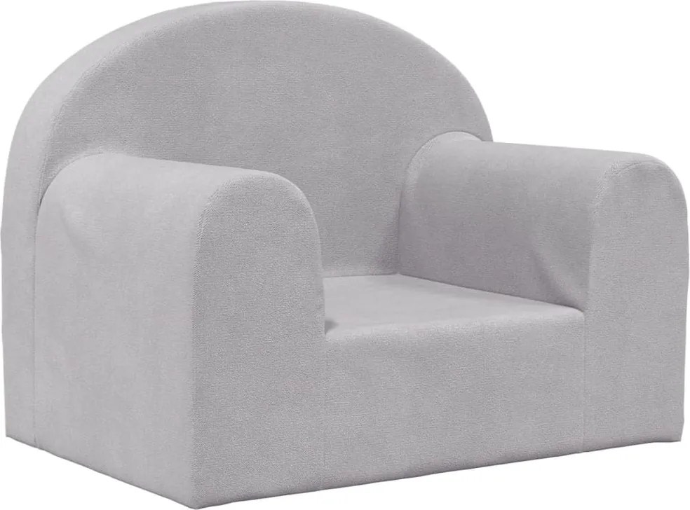 vidaXL Canapea pentru copii, gri deschis, pluș moale