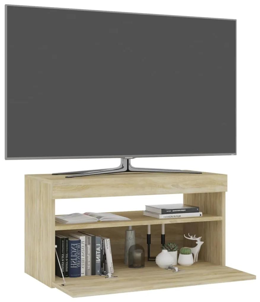 Comoda TV cu lumini LED, stejar sonoma, 75x35x40 cm 1, Stejar sonoma, 75 x 35 x 40 cm