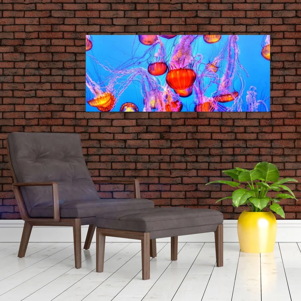 Tablou cu meduse în mare (120x50 cm)